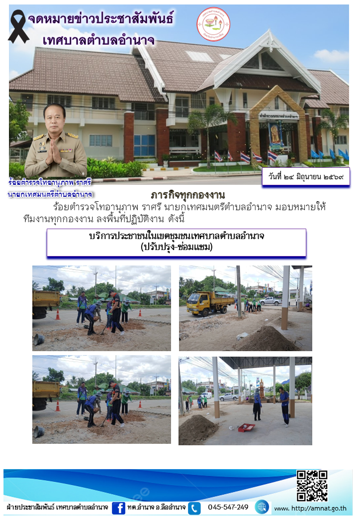 บริการประชาชนในเขตชุมชนเทศบาลตำบลอำนาจ (ปรับปรุง-ซ่อมแซม)
