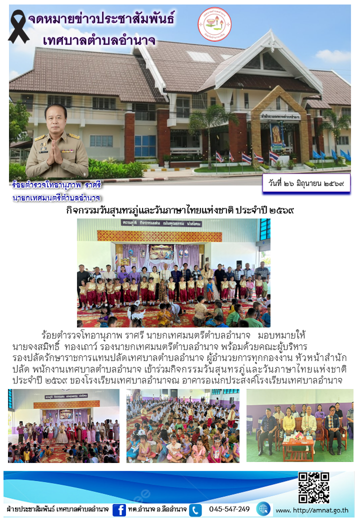 กิจกรรมวันสุนทรภู่และวันภาษาไทยแห่งชาติ ประจำปี ๒๕๖๙