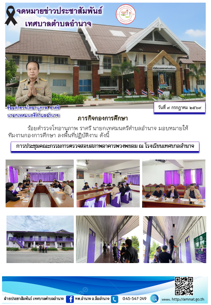 การประชุมคณะกรรมการตรวจสอบสภาพอาคารพวงพยอม ณ โรงเรียนเทศบาลอำนาจ