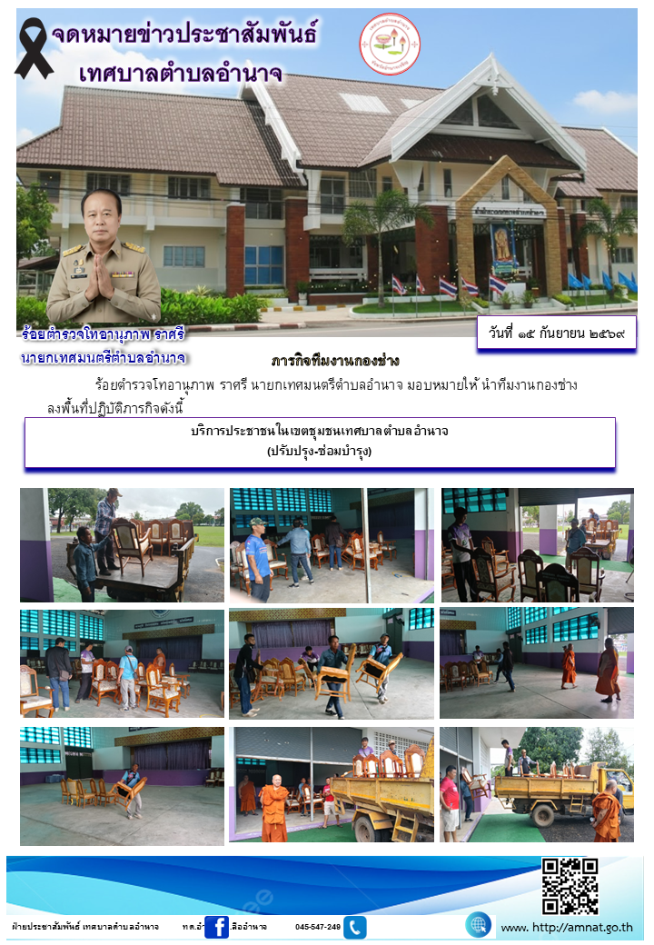 บริการประชาชนในเขตชุมชนเทศบาลตำบลอำนาจ (ปรับปรุง-ซ่อมบำรุง)